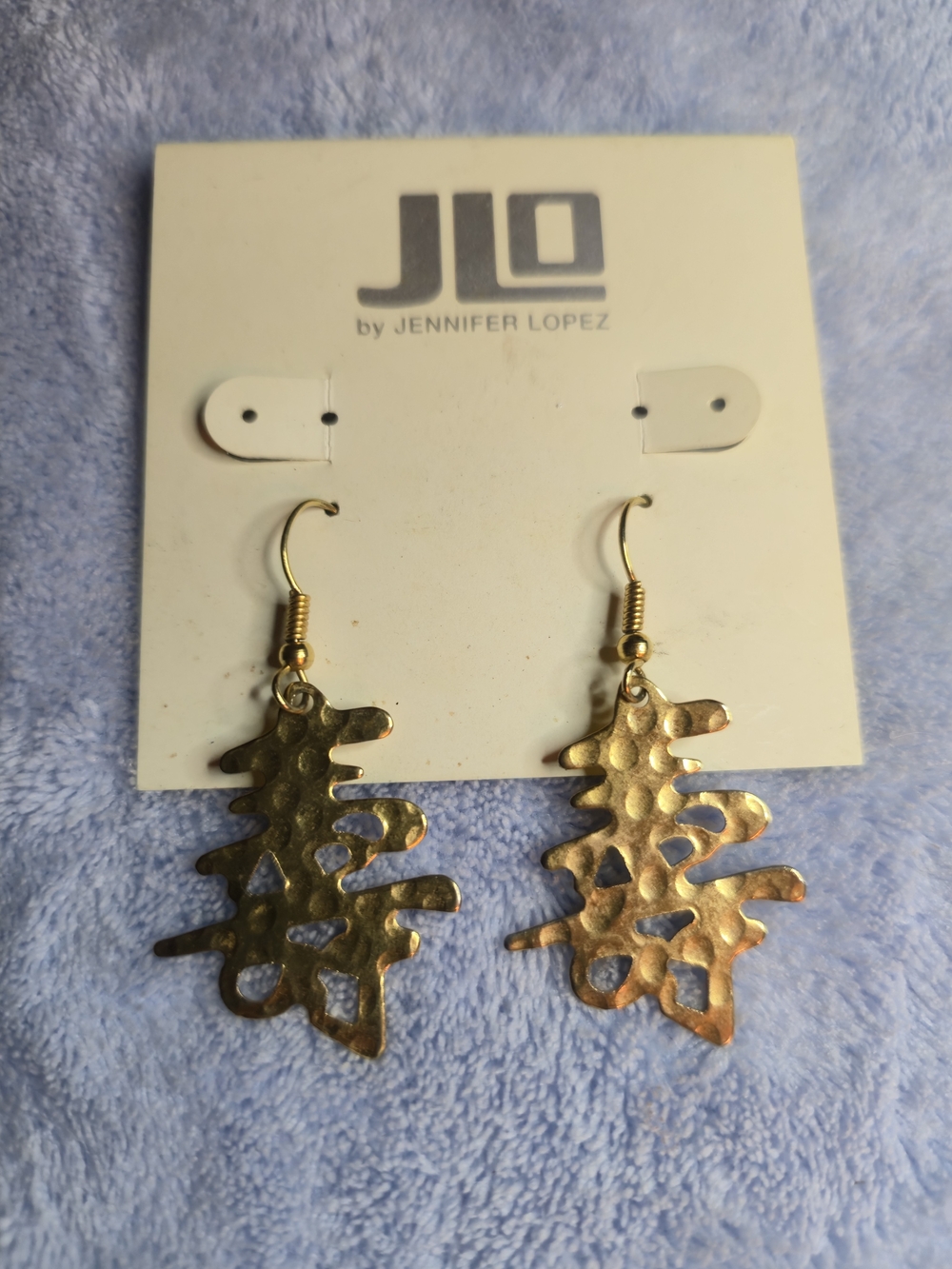 JLO Gold Drop Earrings - Sculpted Textured Dangle